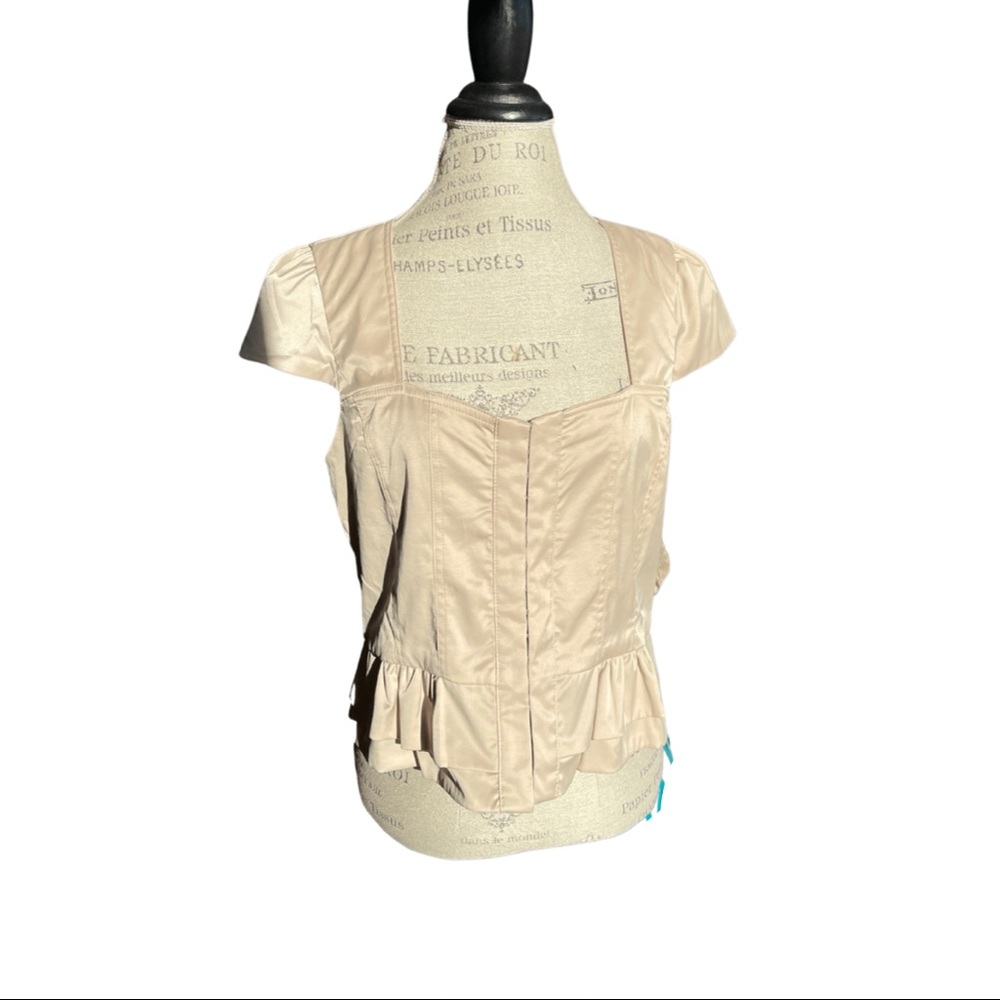 Tan Papillon LA Bustier Style Blouse